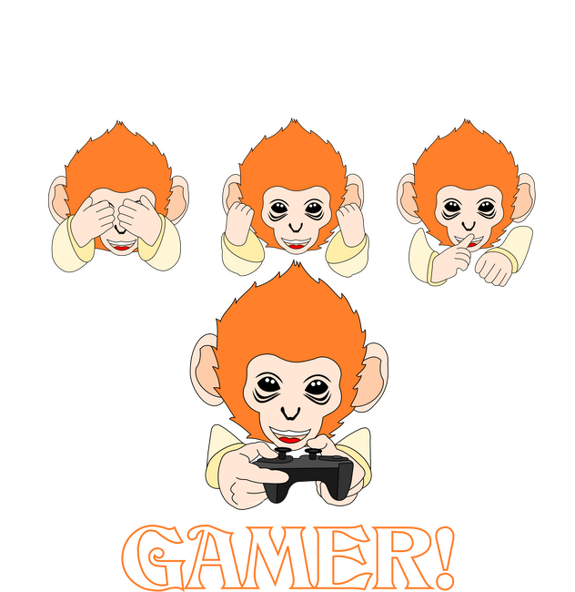 Gamer Majom -fehér szöveggel