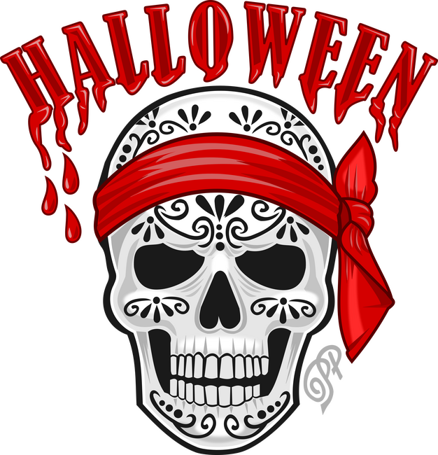 Halloween Koponya Kendős