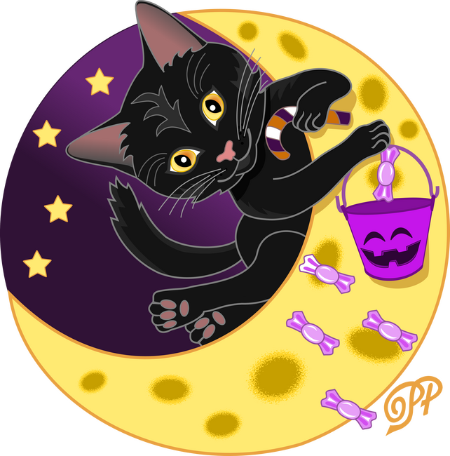 Fekete Halloweeni Cica