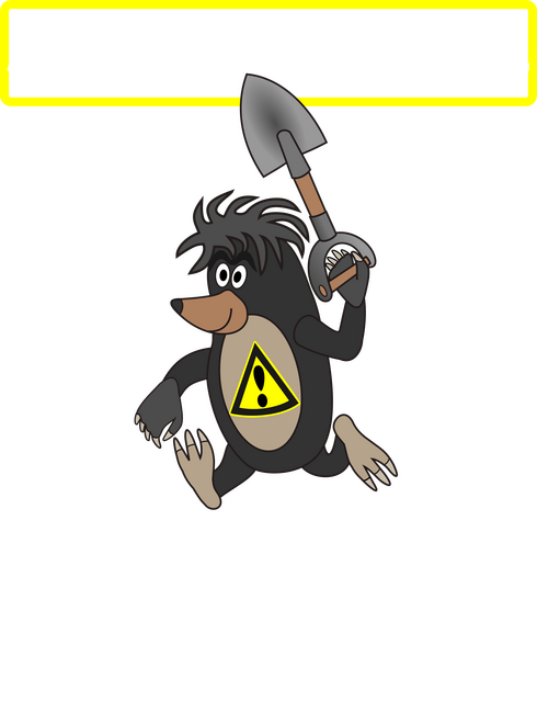 Figyelem Gyökér -fehér felirattal