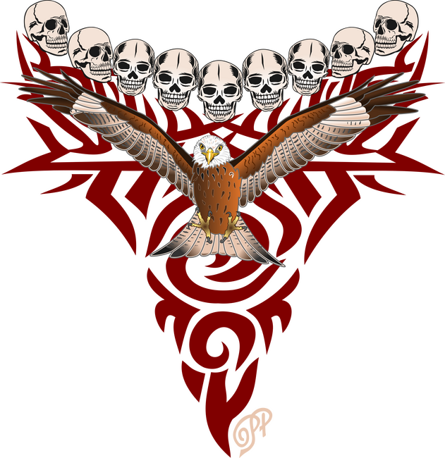 Vörös Sas Koponyákkal Gothic