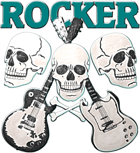 Rocker Koponyával Gitárral