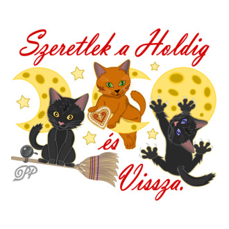 Cicák Szeretettel piros felirattal