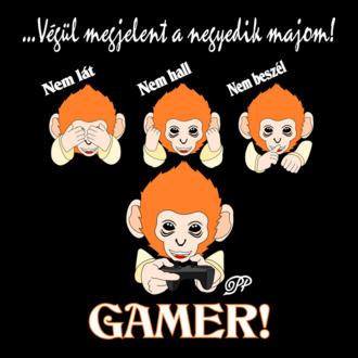 Gamer Majom -fehér szöveggel