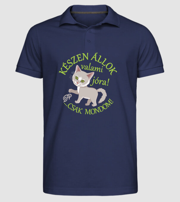  minta sötétkék pólón
